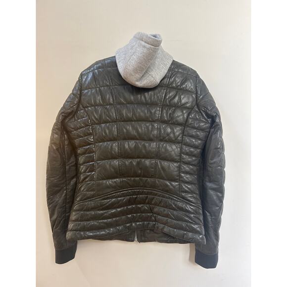 Mauritius Robin Brown Lambs Leather Jacket Zip Out Sweatshirt Hood Size 8 - Picture 3 of 8